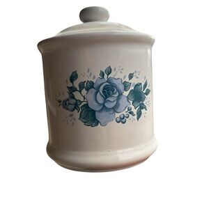 Jay Import Company Ceramic Kitchen CanisterBlue Rose Floral Vintage Farmhouse